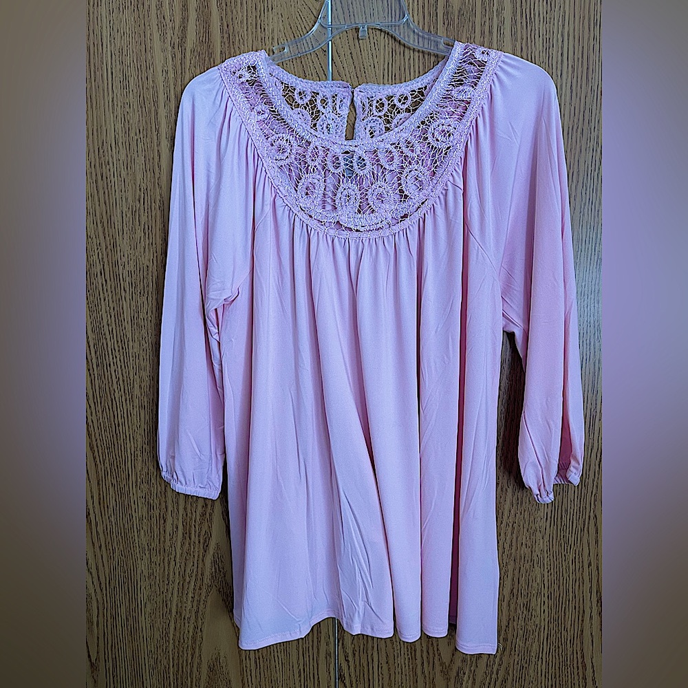 VIP KNITS silky baby pink blouse
